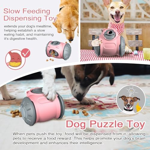Rolling Dog Slow Feeder Toy - Dog Puzzles for Smart Dogs, Treat Dispensing Puzzle Toy for Small, Medium & Large Dogs – Engaging Food Dispenser for IQ Training & Boredom Relief