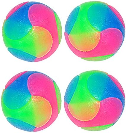 4 pcs Light Up Dog Balls Flashing Elastic Ball Glow in The Dark Interactive Pet Toys for Puppy, Cats, Dogs