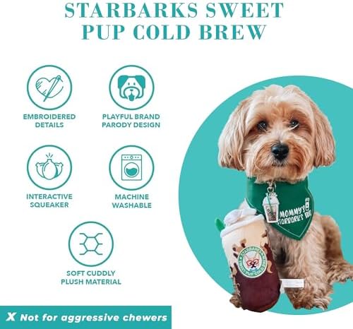 Haute Diggity Dog Starbarks Sweet Pup Cold Brew Plush Dog Toy, Drink Parody