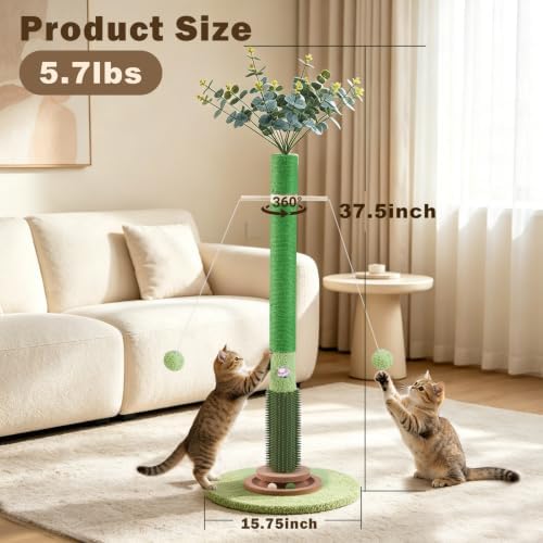 37.5'' Tall Cat Scratching Post,Cat Toys,Scratcher Tree for Indoor