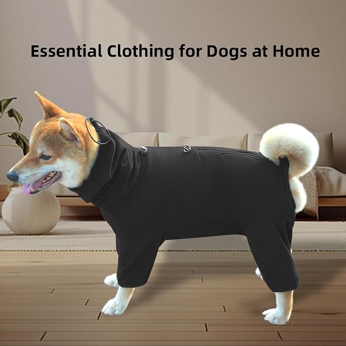 Dog Pajamas for Large Dogs,Extra Large Stretch, Suitable for Adult, Medium-Sized Dogs, Large Pet Jumpsuit Four-Legged Dog Clothes, Pet Clothing. (Black, 2XL)