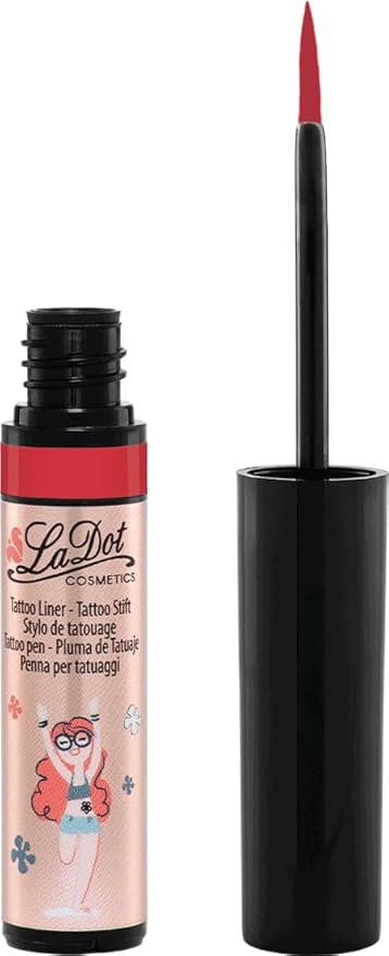 LaDot Temporary Tattoo Liner Pen – Fine Tip Waterproof Body Art Marker for Drawing Custom Skin Designs – Ideal for Temporary Tattoos, Festivals, Parties & More (Red)