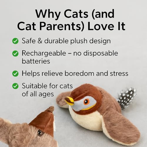 Flapping Bird Cat Toy, White Faced Sparrow