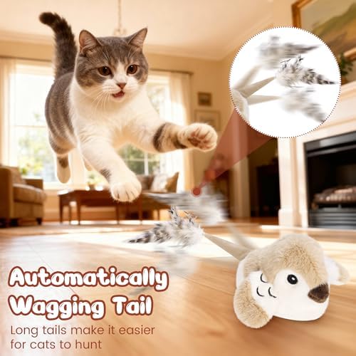 Pawingcat Moving Bird Interactive Cat Toy with Catnip Toys