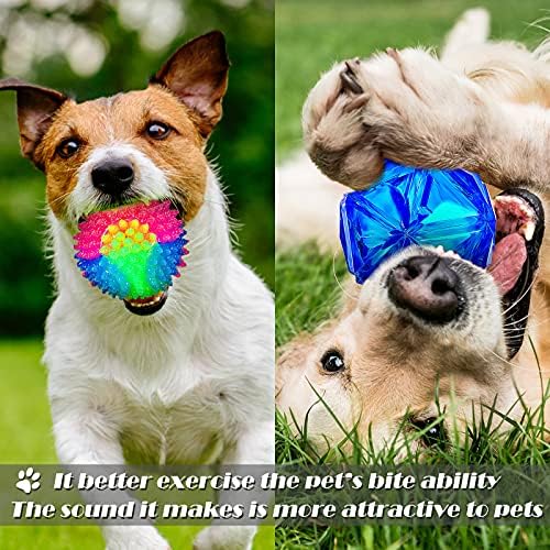 Sumind 3 Pcs Light Dog Ball Glow in The Dark Dog Ball LED Glowing Interactive Squeaky Spiky Interactive Toy Bounce Activated Pet Toy for Puppies
