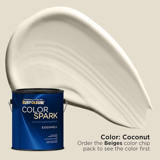 Rust-Oleum Color Spark Interior Paint and Primer in One, Eggshell, Coconut, 1 Gallon