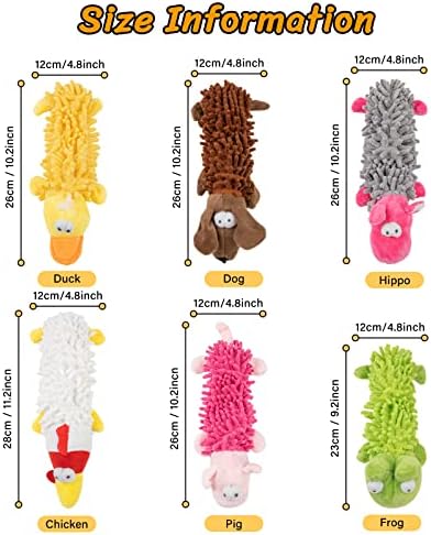 Pet Soft Dog Toys Squeaky - 6 Pack Cute Puppy Toys Plush Animals, No Stuffed Dog Chew Toy Interactive Pet for Small, Medium and Large Dogs