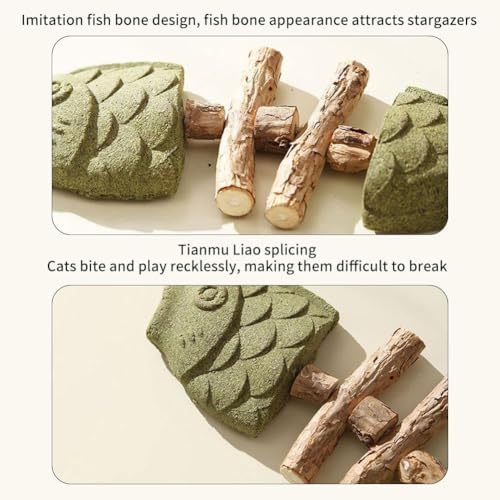 3 Pack Cat Chew - Fix Cat Dental Health, Catnip Toys for Indoor Cats, Natural Fishbone Cats Dental Toy, Durable Feline Tooth Care Tool, Kitten Teeth Cleaning Care Sticks, Galls Fruit