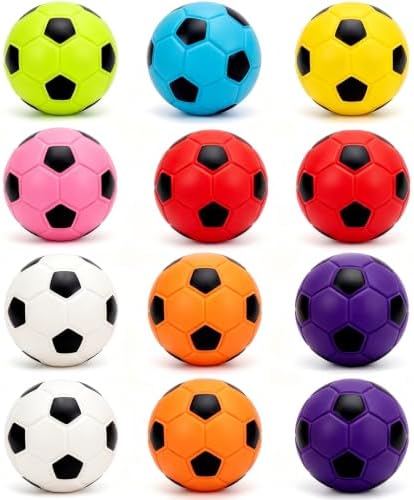 12 Pack 2 Inch Squeaky Dog Soccer Ball Toys, Soft Latex for Small Dogs