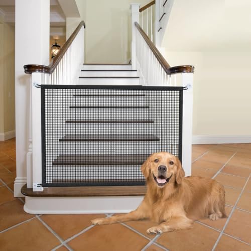 2-Pack Dog Gate for Stairs Pet Gates for The House: Dogs Screen Mesh Gate for Doorways Stairways Indoor Safety 29 inches Tall, 38 inch Wide