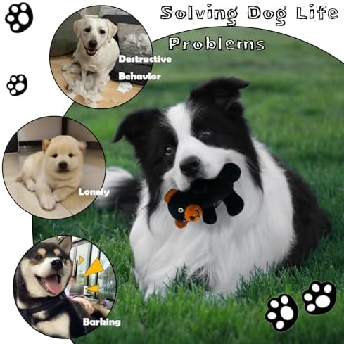 Hide and Seek Dog Toys Squeaky Bear Plush Toy with Crinkle Trunk, Interactive Dog Toy to Keep Them Busy Pet Teeth Clean Chew Toys for Small & Medium Dogs (Tree Trunk Hideout with 4 Bear)