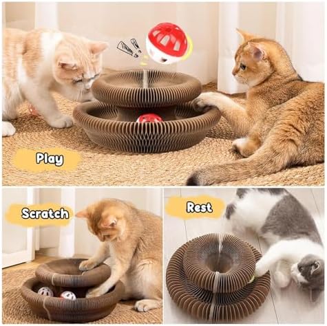 2-Pack Upgraded Kitty Curls Cat Scratcher, Magnetic Multi Shape Twisty Paws Cat Toy with Play Ball, Interactive Cats Toys for Indoor, Flexible Scratcher for Protection Furniture