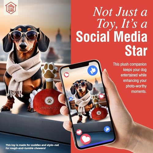 Chewy XIII – Luxurious Parody Plush Dog Toy with Squeaker, Premium Fabric, Embroidered Details, Designer-Inspired Chew Toy, Fun Gift for Medium Dogs & Dog Lovers
