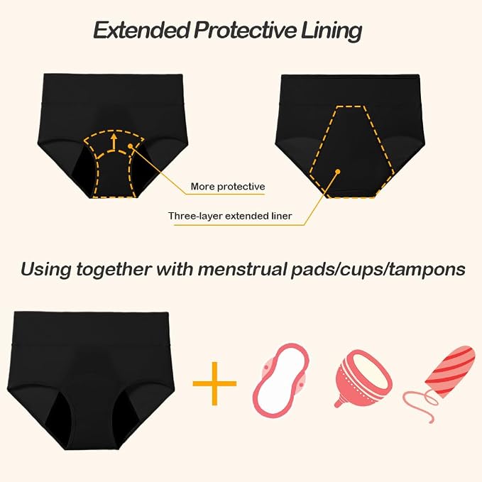 Period Underwear for Women 3 Layers Breathable Menstrual Period Panties