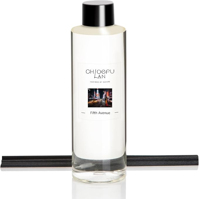 Fifth Avenue Reéd Diffuser Refill 200ml/6.76 fl oz, Natural Essential Scented Oil, Best for Aromatherapy, SPA and Home, 0% Alcohol, Free Set of Sticks