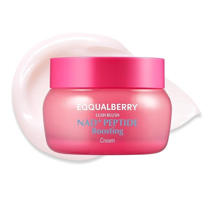 EQQUALBERRY NAD+ Peptide Boosting Cream – NAD+ 5% & 13 Peptides Anti-Aging Face & Body Cream | Firming & Lifting Pink Neck Cream for Sagging Skin (1.69 fl.oz / 50ml)