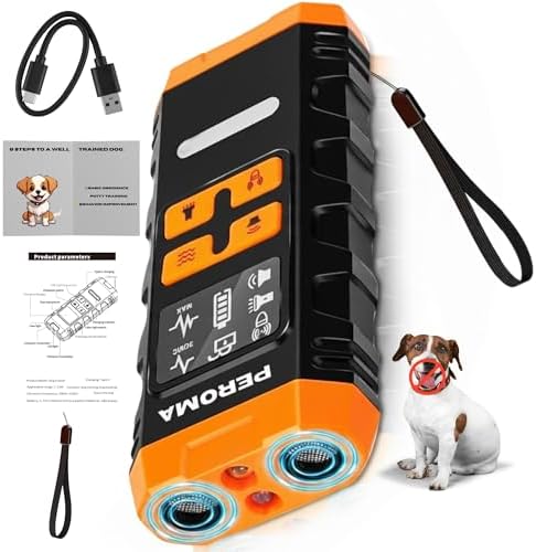 Dog Bark Deterrent Device, 5 Training Modes with Sonic/Max/Beep, Red Light & Night Flashlight, 60FT Ultrasonic Anti Barking Control – Safe, Humane, Rechargeable Indoor/Outdoor Bark Trainer for Dogs