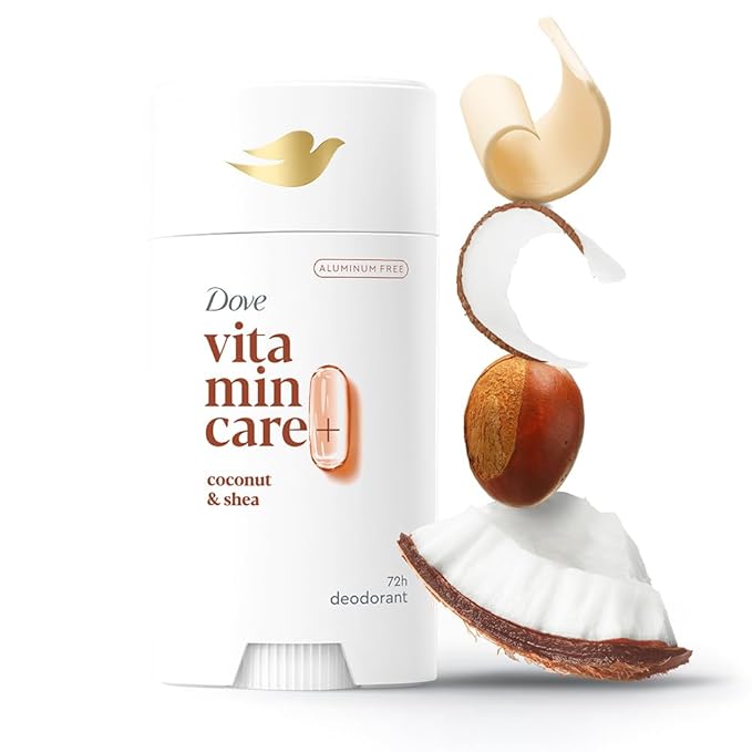 Dove VitaminCare+ Aluminum Free Deodorant Stick for 72H Odor Protection Coconut & Shea Breathable Deodorant for Women 2.6 oz,(Pack of 2)
