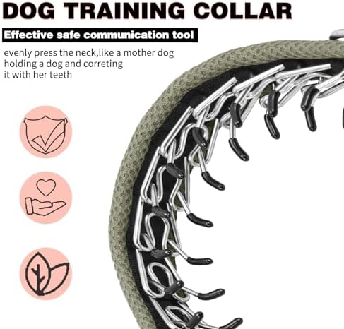 Martingale No Pull Dog Collar for Large Medium Small Dogs, Heavy Duty Nylon Adjustable Reflective Anti Pull Slip Collar with Buckle for Training Walking Hunting L Army Green