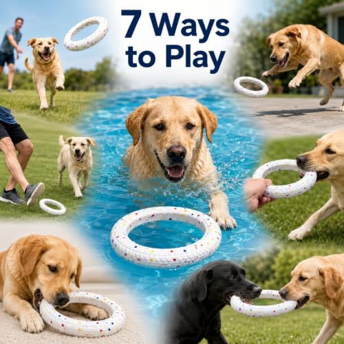 Durable ETPU Dog Ring Toy - Tough Interactive Fetch & Chew Toy for Aggressive Chewers, Lightweight Floating Water Toy, Puppy Teething Ring for Medium and Large Dogs (Colorful Speckles)