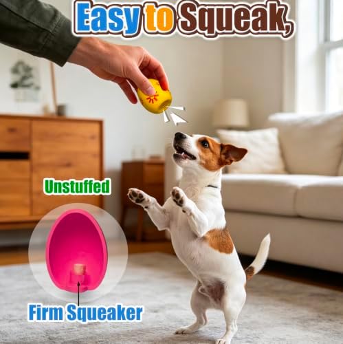 HOLYSTEED Latex Squeaky Dog Toys for Small Dogs, Mini Breed, 1.7" Oval Ball