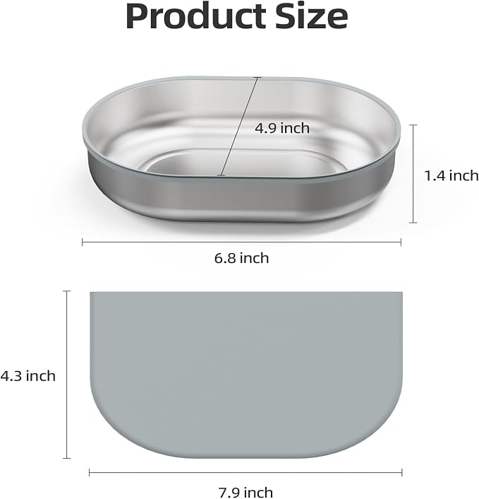 Stainless Steel Bowl and Mat Set for Automatic Microchip Cat Pet Feeder, Sealing Ring Design for Keeping Food Fresh and Reducing Odor, Easy to Clean, SUS 304, Includes 2 Bowls and 1 Mat