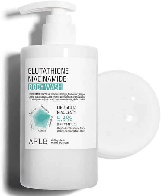 APLB Glutathione Niacinamide Body Wash | LIPO GLUTA NIAC CEN™ 5.3% 10.14 FL.OZ/Korean Skincare, Gentle Ingredients for The Safety of Your Skin, Long Lasting deep Moisture for Soft Skin