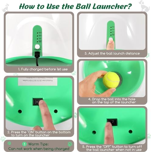MEKAPLE Automatic Dog Ball Launcher, Dog Ball Thrower with 15 Mini Tennis Balls Sizing 2 Inch and Mesh Bag, Interactive Dog Toys Tennis Ball Launcher for Small Dogs with 3 Distance Settings