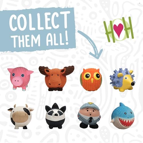 HuggleHounds Ruff-Tex Latex Ball Dog Toy - Dog Toys Rubber, Puppy Toys, Puppy Essentials, Pool Toy, Heavy Duty Squeaky Ball for Small, Medium & Large Dogs, All Breeds - Hamlet Pig, Small