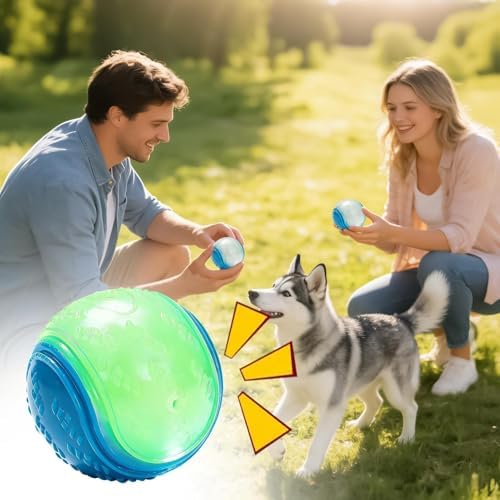 Glow in Dark Dog Ball Rubber Glow Squeaky Interactive Fun Toys