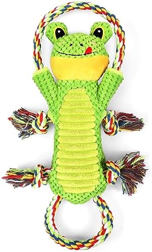 Letsmeet Plush Dog Toy with Crinkle Paper and Ropes - Small Interactive Puppy Toys for Medium to Large Dogs