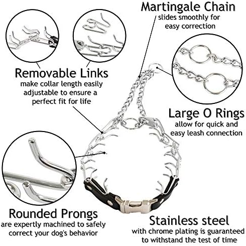 Herm Sprenger Prong Collar for Dog Training with Easy Quick Release Buckle - German Made Dog Collar with Chrome Plated Steel 3.0mm Prongs for Large - Extra Large Dogs (20-25" Neck)