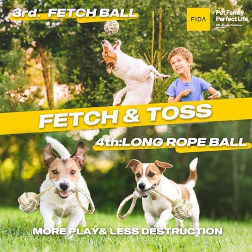 Fida Dog Rope Toys, 4 Pack Cotton Puppy Teething and Chew Toys