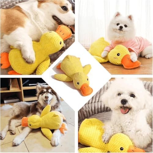 Squeaky Yellow Duck Dog Toy, Indestructible Plush Chew Toy for Small Medium Large Dogs, Durable Floppy Duck Toy to Reduce Anxiety & Destructive Behavior (Large)