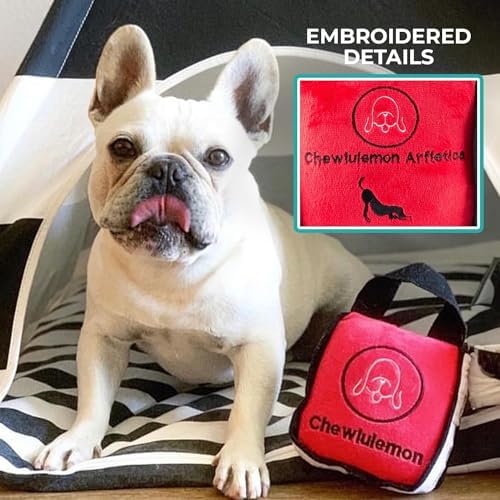 Haute Diggity Dog Chewlulemon Tote Bag Plush Dog Toy, Designer Parody Toy