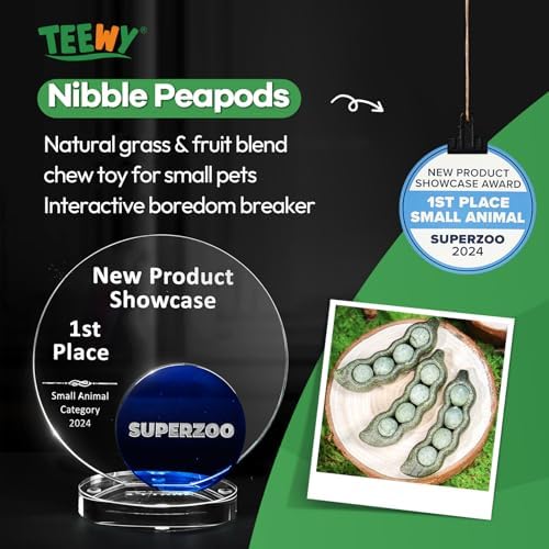 TEEWY Guinea Pig Toys, Prevent Teeth Overgrowth, Natural Vegetables and Timothy Grass, Hamster Chew Toys, Guinea Pig Chew Toys, Chinchilla Toys, 3PCS, Peapod-Shaped
