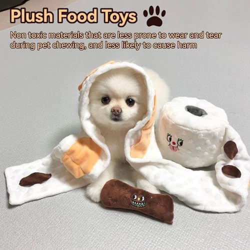 Cyrank Dog Snuffle Toy, Toilet Paper Dog Puzzle, Hide & Seek, Slow Feeder, Mental Stimulation, Medium Dogs