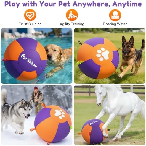 Upgrade Herding Ball for Dogs,25" Herding Ball for Australian Shepherd Collie,Border Collies,Cattle & Medium to Large Breeds,Fast-Inflating Pump,Durable & Waterproof Cover,Large Dog Toys Outdoor Play