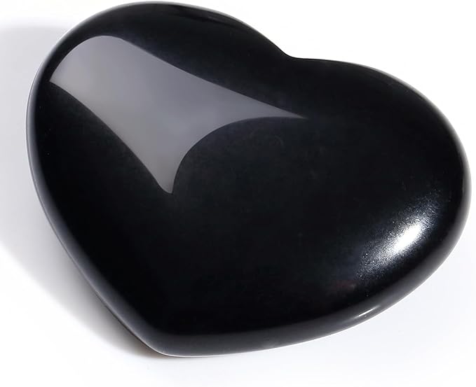MAIBAOTA 45 mm Black Obsidian Stone Large Heart Stone Healing Crystals Gifts for Women Natural Reiki Gemstone Polished Heart Shaped Rocks Meditation
