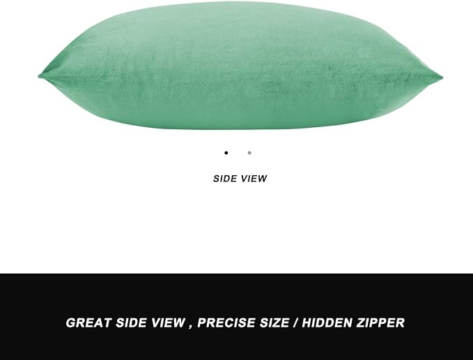 GIGIZAZA Mint Turquoise Velvet Decorative Throw Pillow Covers 12x20 for Sofa Bed 2 Pack Soft Lumbar Cushion Cover