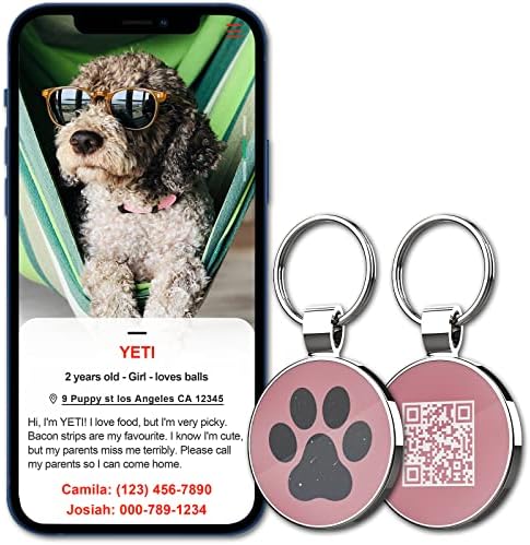 MYLUCKYTAG QR Code Pet ID | Personalized Dog & Cat Collar Tag | Online Profile with Instant Scanned Location Alert Email