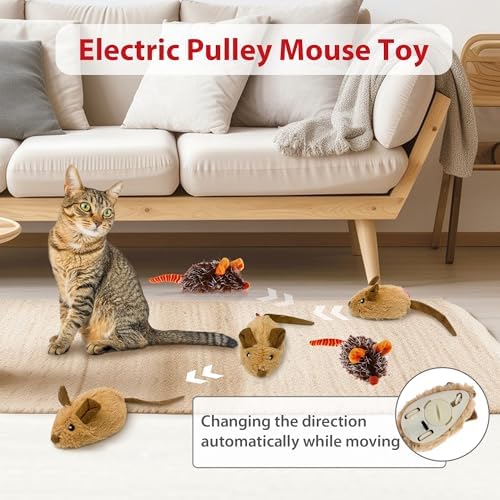 Gigwi Interactive Cat Toys For Indoor Cats, Moving Cat Toy For Bored Indoor Adult Cats, Automatic Electronic Moving Mouse Cat Toys With Realistic Squeaky, Kitten Toys Cat Hunting Toys For Self Play