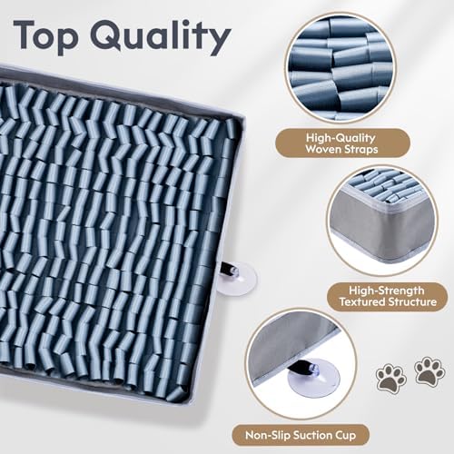 FunFurry Snuffle Mat for Dogs, Dog Puzzle Mat, Interactive Dog Toys for Enrichment,Sniff Mats with Non-Slip Backing,Suitable for Breeds and Sizes of Dogs (Silver, 17" X 15")