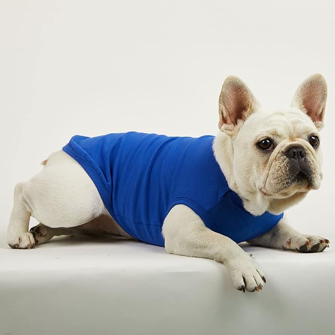 Dog Sleeveless Tank Top Cotton Shirts for Dogs Plain Sleeveless T-Shirts Soft Breathable Cool Dog Shirt pet Clothes (Large, Blue)