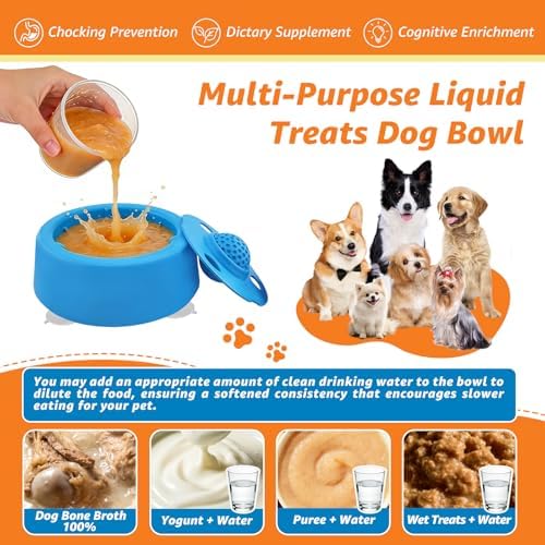 Slow Feeder Dog Bowls,Anti-Splash & Anti-Slip, Interactive Dog Licking Toy for Boredom Relief, Detachable & Durable, Suitable for All Dog Sizes, for Dog Lick Ball Bowl for Wet Food