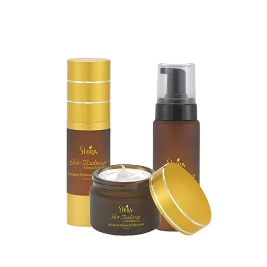 Shira Radiance Skin Care Combo, Foaming Face Wash 200ml, Therapeutic Moisturizer 15ml, Hyaluronic Serum 30ml