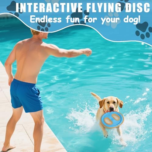 lasuroa Dog Flying Disc Toy, 9.25" Pet Water Floating Flyer with Soft Edges Gentle on Teeth Lightweight Outdoor Canvas Fetch Toy for Aggressive Chewers Medium to Large Dogs