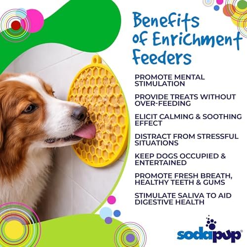 SodaPup Honeycomb Round eMat – Durable Enrichment Feeder for Dogs & Cats Made in USA from Non Toxic Pet Safe Food Safe TPE for Slow Feeding, Calming, Digestive Support, & Licking Fun