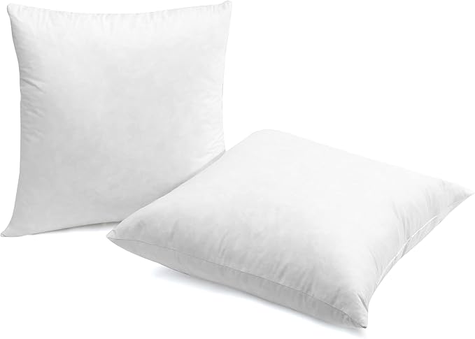 SNUG&COZY Luxury Goose Down Feather Pillow Inserts - 24x24IN, Double Layered Down-Proof Design, Ultra-Soft Cover, High Fill Weight, Pack of 2, White