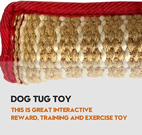 ToLanbbt Dog Tug Toy, Dog Bite Jute Pillow Pull Toy with 2 Strong Handles, Perfect for Tug of War, Puppy Training Interactive Play, Bite Training Toys for Medium to Large Dogs (Pink Yellow)